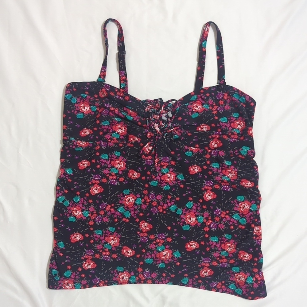 Torrid Floral Padded Tank Top, Color Black Floral Size 3X - Picture 1 of 12